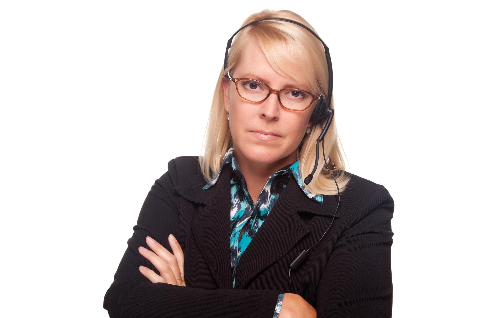 Customer support advisor speaking on headset